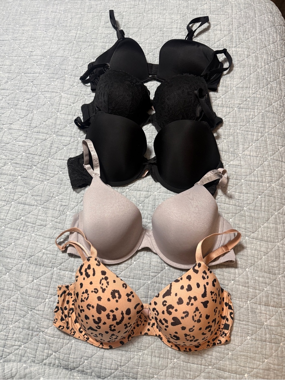 Lot Of 5 Victoria’s Secret & PINK Bras Sz 36C Underwire Lined Preowned